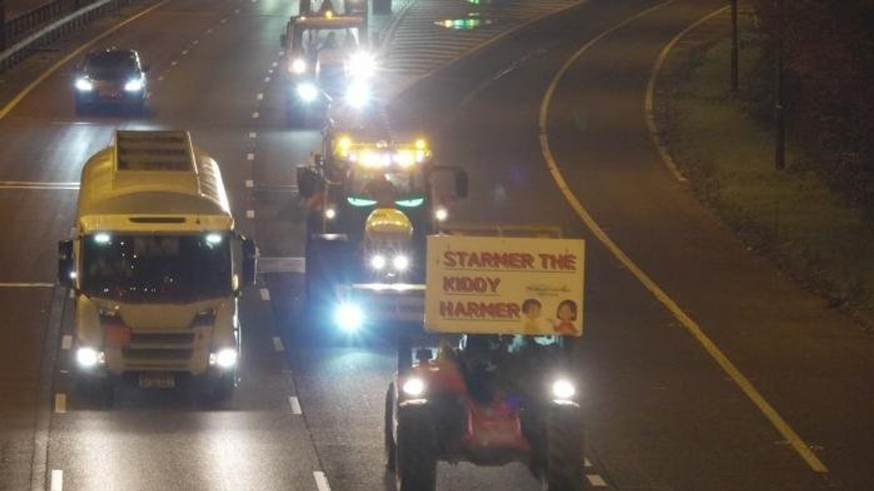Watch as columns of tractors roll down M4 as furious farmers head to London for Budget protest