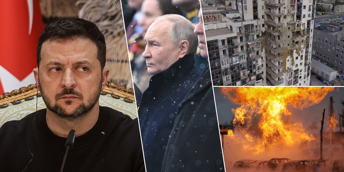 NextImg:Zelensky cancels foreign trips and Ukraine pulls back troops in Kharkiv as Russia launches HUGE offensive