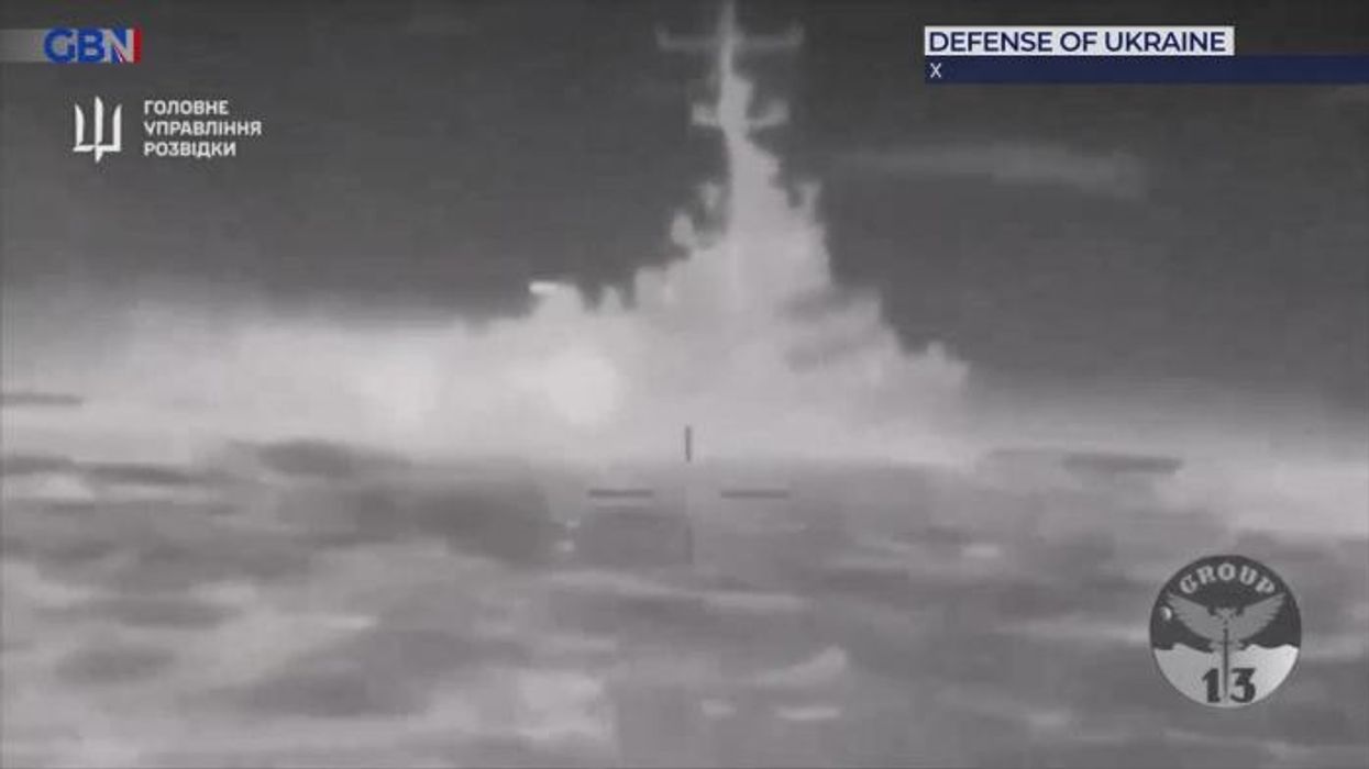 Russian military ship in Black Sea SINKS after being blown up in dramatic footage