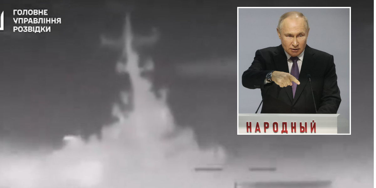 NextImg:Russian military ship in Black Sea SINKS after being blown up in dramatic footage