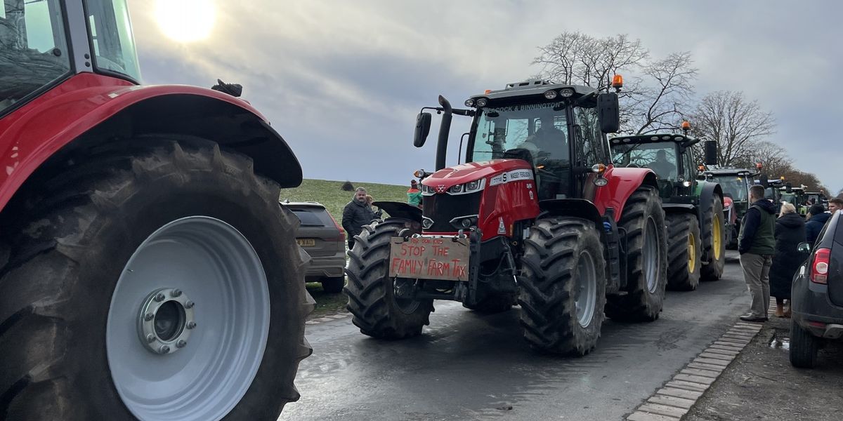 NextImg:Dozens of tractors descend on town centre amid rally against Labour's farming tax raid