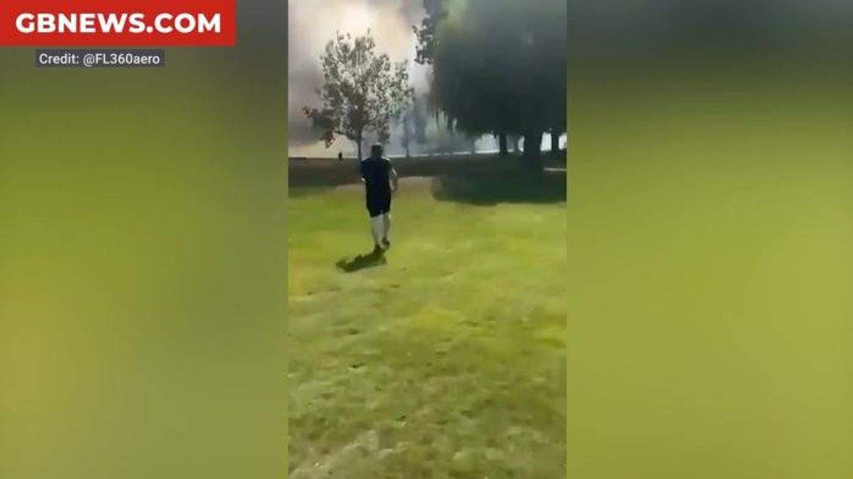 Essex golfers seen braving flames and sprinting to Southend Airport crash site in heroic bid to help out