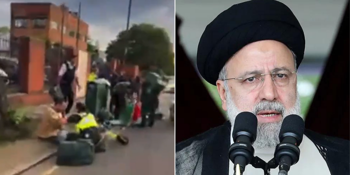 NextImg:Four people injured in clashes after protesters gathered outside memorial service for dead Iranian President in London