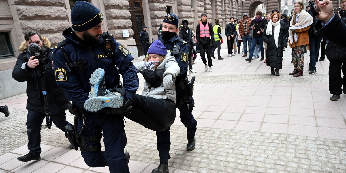 NextImg:Greta Thunberg dragged away from protest as police arrest eco-warrior at latest demonstration