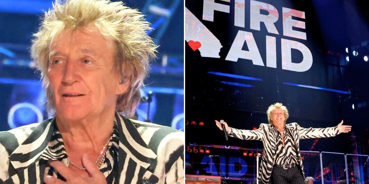 NextImg:Sir Rod Stewart, 80, leaves fans gobsmacked as they spot distracting detail during Fire Aid LA gig