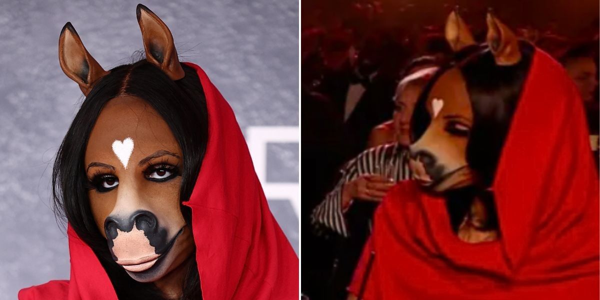 NextImg:Brit Awards 'horse lady' identity exposed as ITV viewers left baffled by bizarre appearance