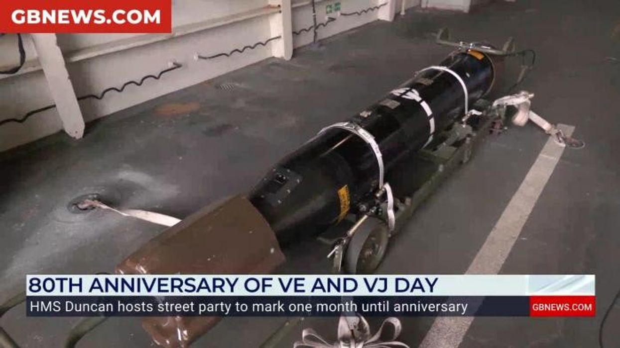 Schoolchildren join sailors aboard HMS Duncan for street party marking VE Day countdown - 'This country came at a price!'