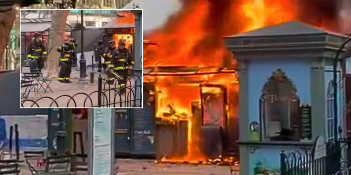 NextImg:Christmas market fire 'destroys at least four stores' as firefighters battle blaze at popular winter village