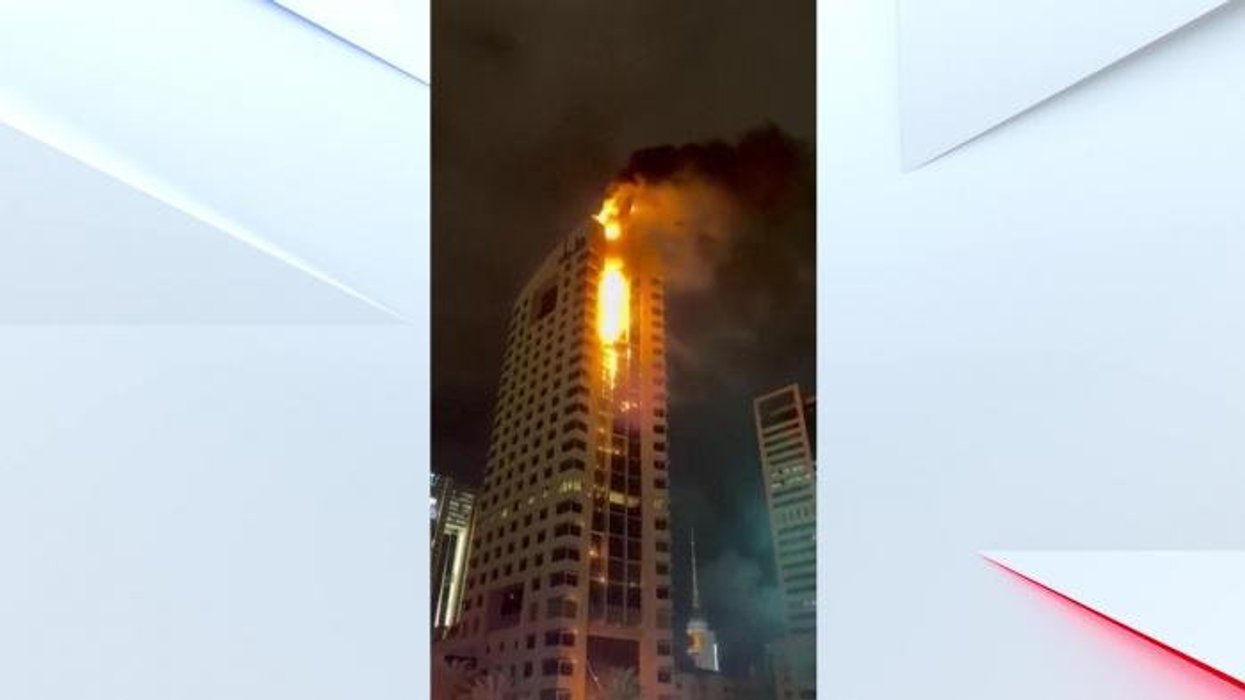 WATCH: Kuwait Government building ablaze after suspected drone attack