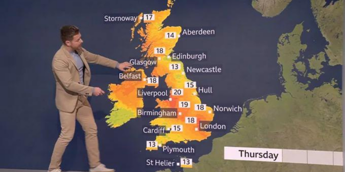 NextImg:BBC slammed over weather map as 'confusing colours' show 11C in yellow and 13C in orange