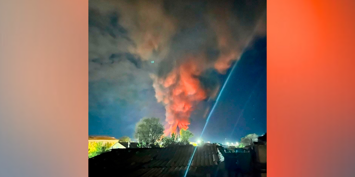 NextImg:Russian train derails after 'Ukrainian drone attack' as huge fire breaks out