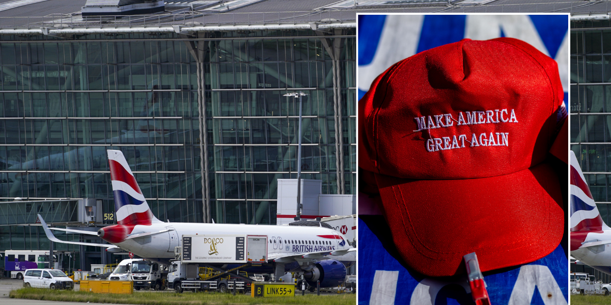 NextImg:British Airways passengers removed from plane by police after fight breaks out over MAGA hats