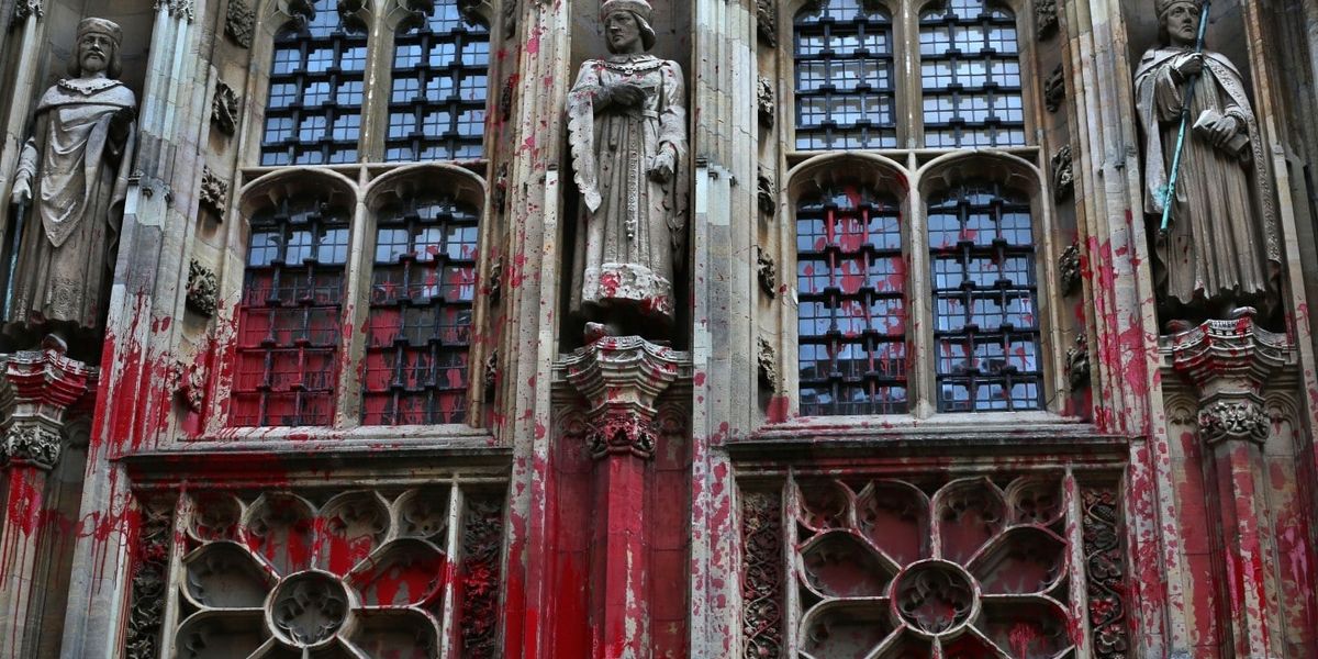 NextImg:Pro-Palestine protesters vandalise historic Cambridge University building with red paint - 'Absolutely appalling!'