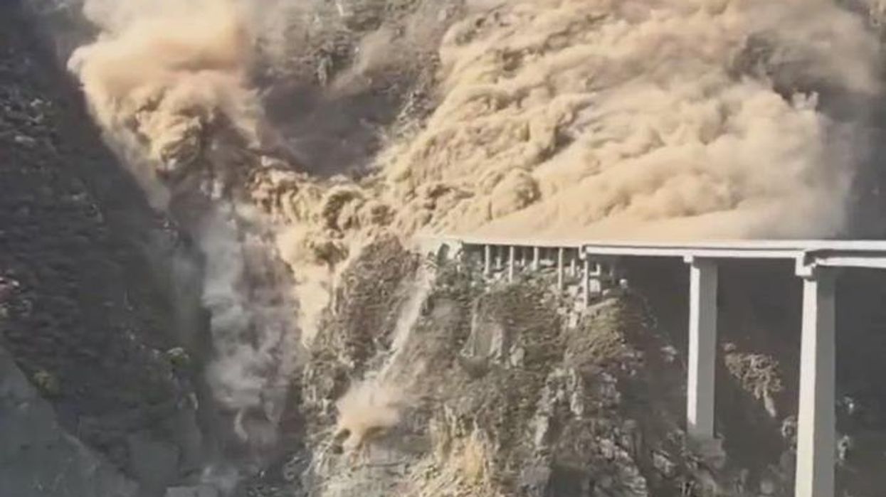 Watch moment 2,500ft Chinese bridge collapses just months after opening