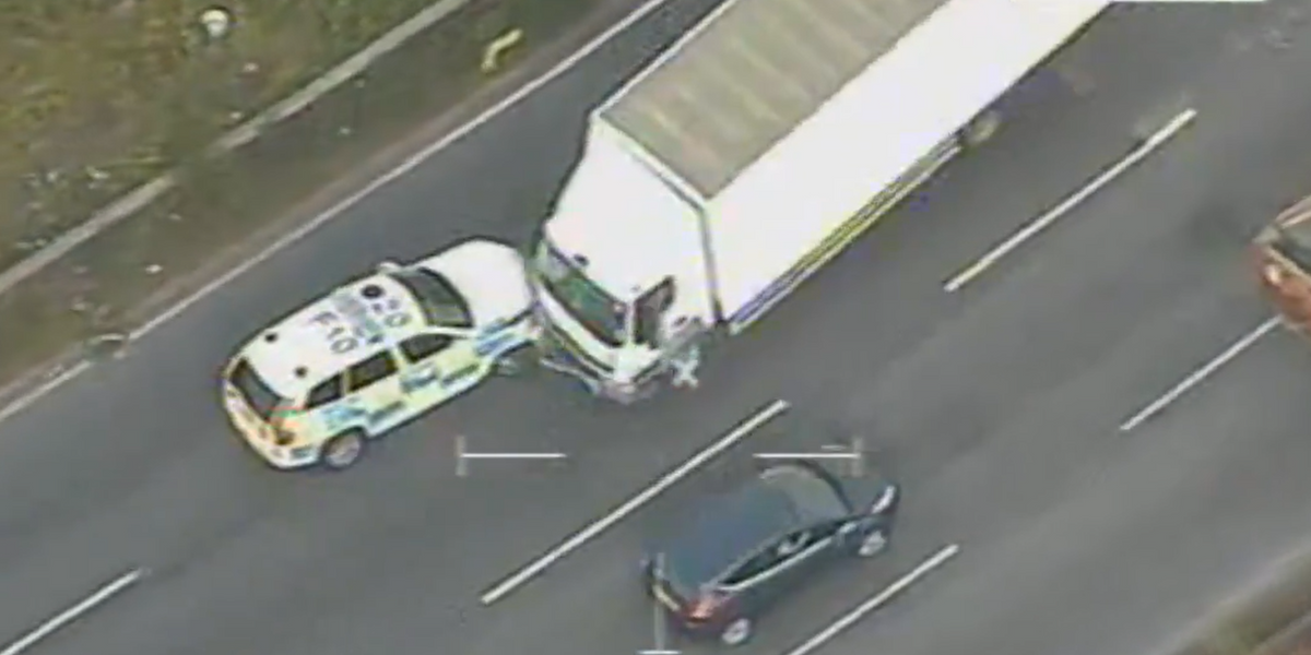 NextImg:M42 police chase: Lorry smashes into car as it drives down wrong side of motorway