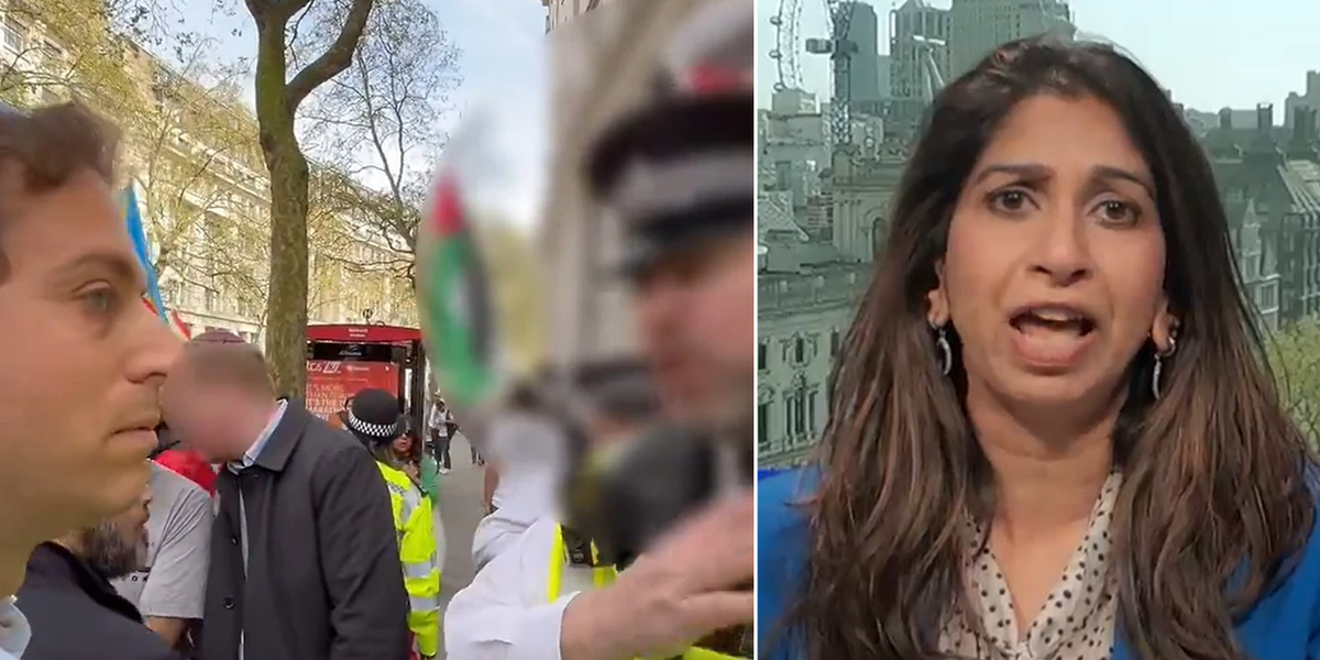 NextImg:‘It's NOT!’ Eamonn Holmes in fierce debate with Suella Braverman as she blasts 'disgrace' Met Police 'allowing protestors space to continue with criminality'