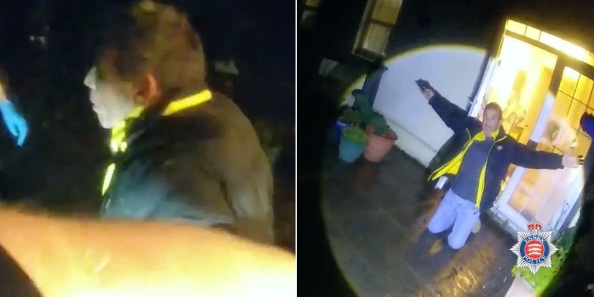 NextImg:Watch the dramatic moment police arrest double murderer with his hands still covered in blood