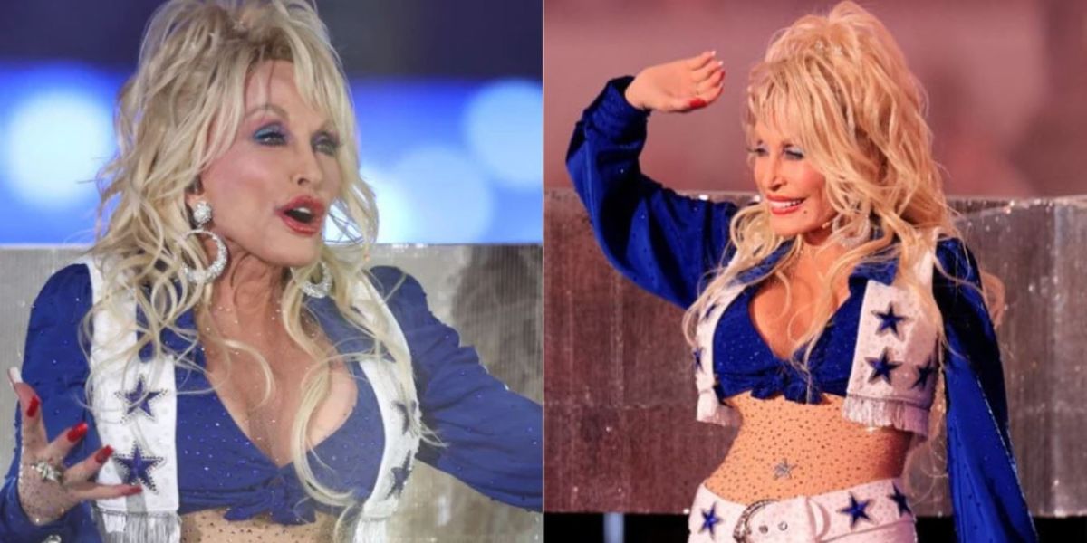 NextImg:Dolly Parton, 77, puts on age-defying display as she flashes torso in cheerleader outfit