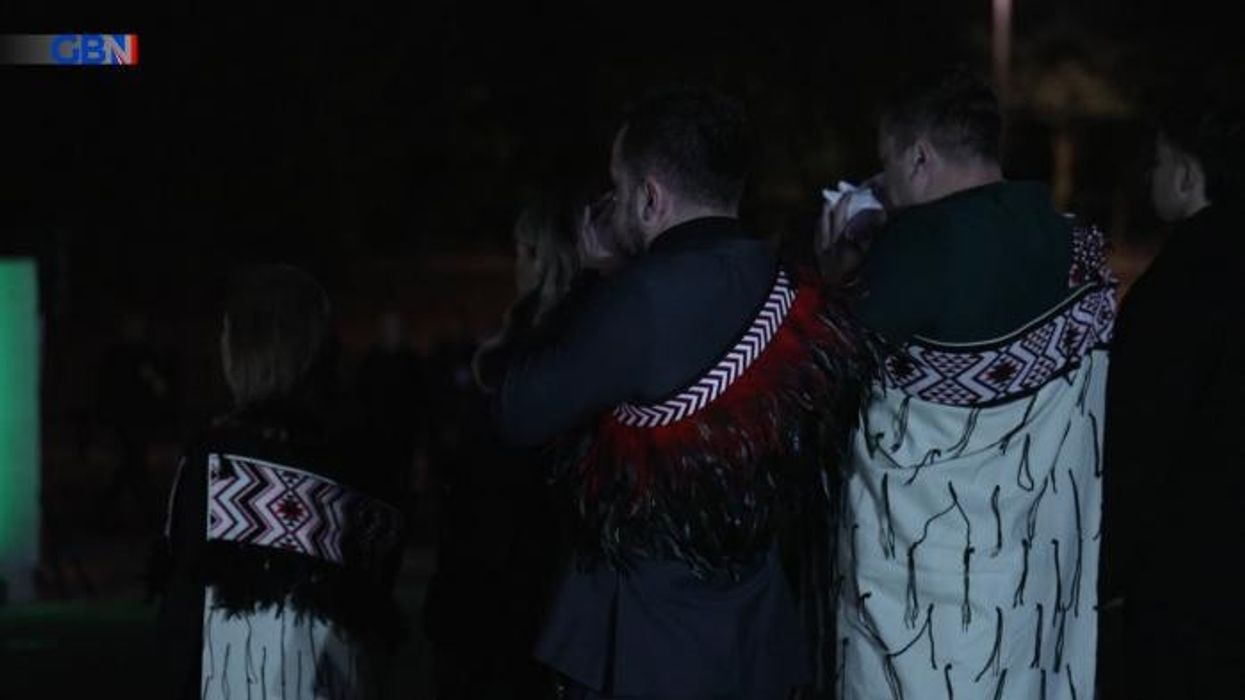 Duchess of Edinburgh wipes away tear as she steps in for King Charles