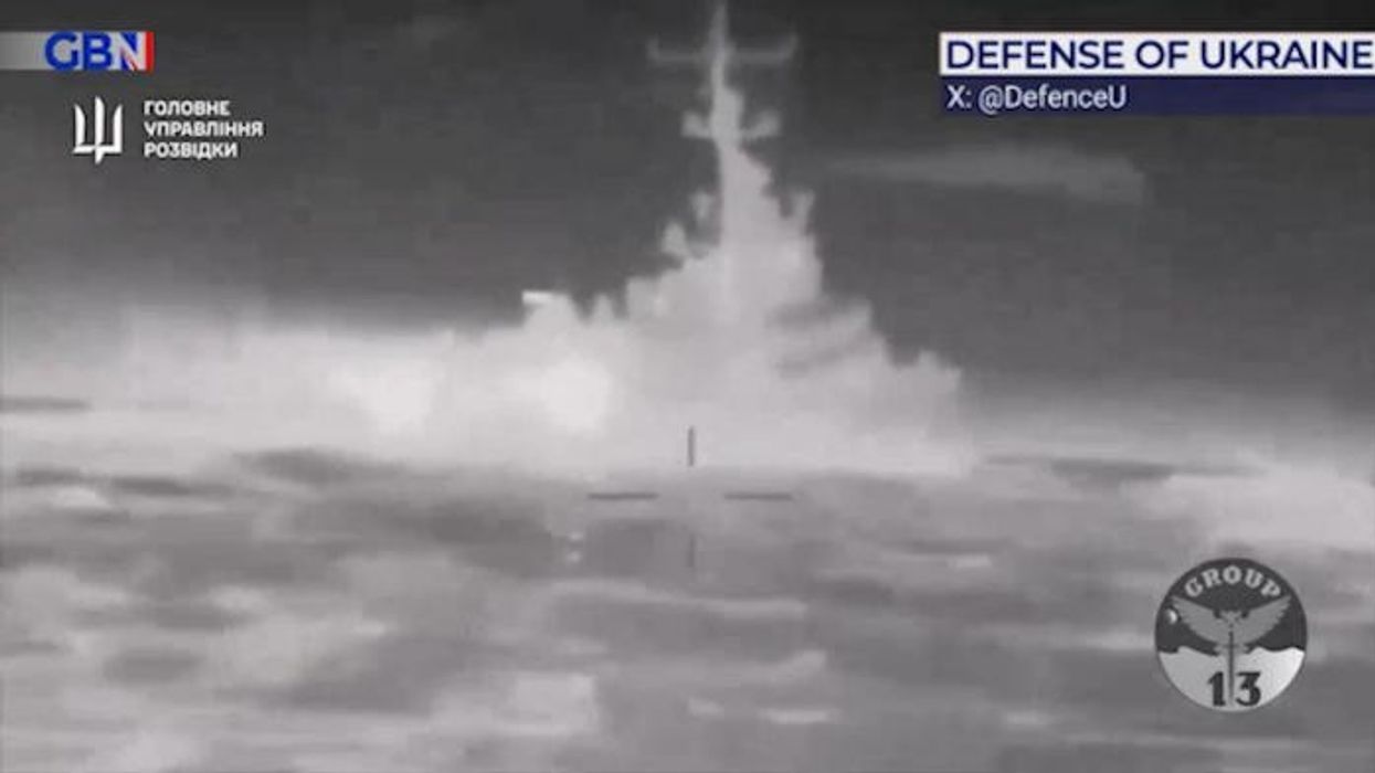 WATCH: Ukrainian drones eviscerate £70m Russian warship in kamikaze attack