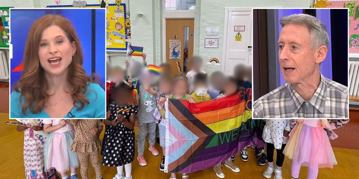 NextImg:Emily Carver confronts Peter Tatchell as he DEFENDS school getting children to pose with trans flag