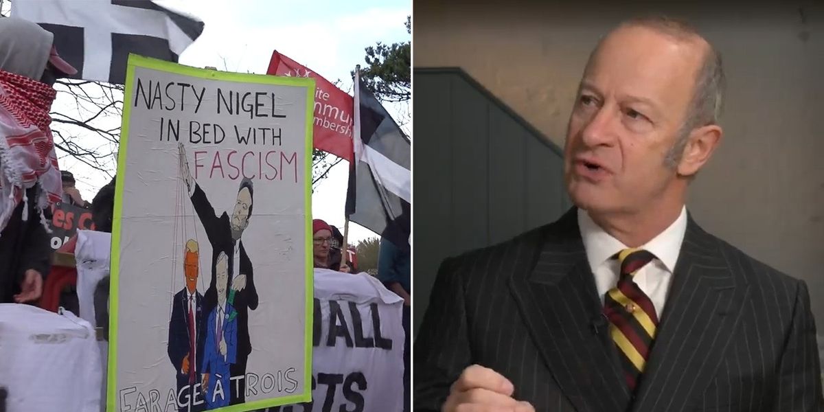 NextImg:'Verging on terrorism' Left-wing protesters condemned after descending on Reform rally: 'Trying to shut down free speech!'