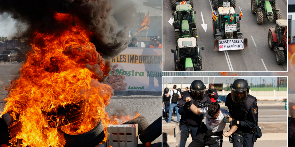 NextImg:EU suffers new hit as Spanish farmers join wave of protests burning tyres and blocking roads