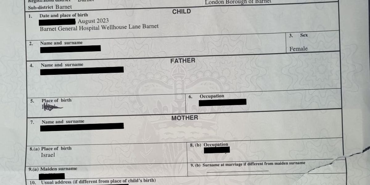 NextImg:Jewish father vows to SUE over 'ripped' and defaced birth certificate and says he WASN'T told staff suspended