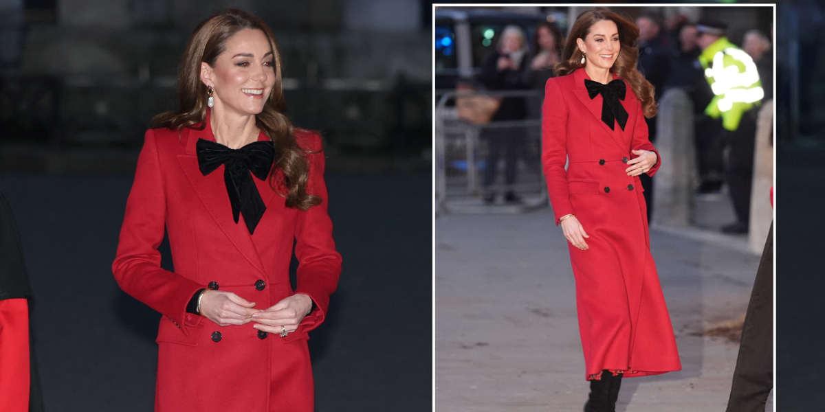 Kate Middleton looks festive in red Alexander McQueen coat as Princess of Wales turns to trusted designer