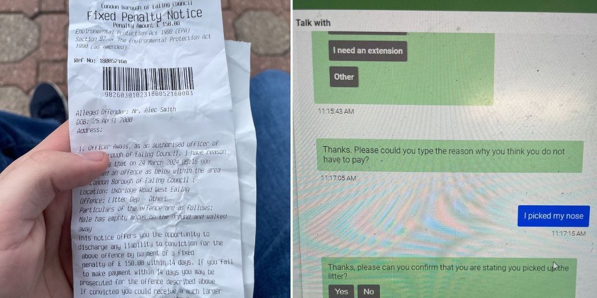 NextImg:Briton fined £150 for 'picking his nose and dropping mucus on floor' by jobsworth enforcement agents