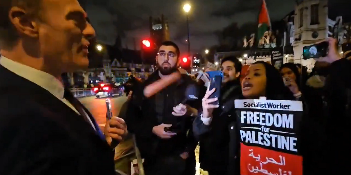 NextImg:Palestine protesting 'mob' throw EGG at Martin Daubney in shocking video