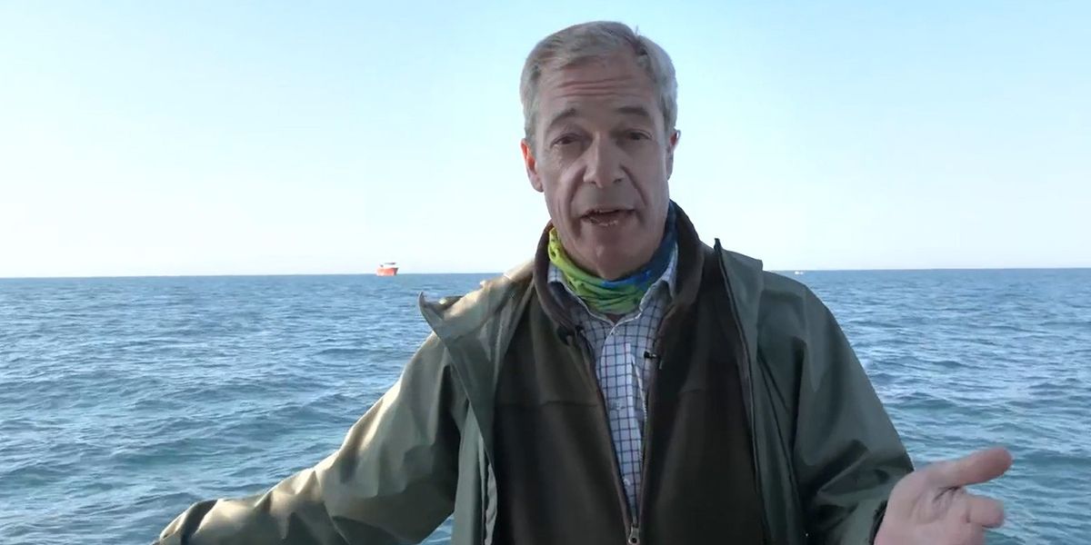 NextImg:Nigel Farage blasts ‘outrageous’ migrant crossings as he witnesses dinghy escort to UK shores: ‘This takes the number over 50,000!’
