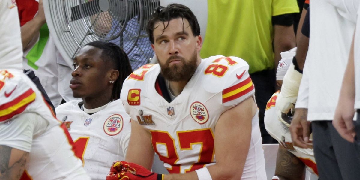 NextImg:Travis Kelce shows off new look with NFL star a changed man after Super Bowl defeat