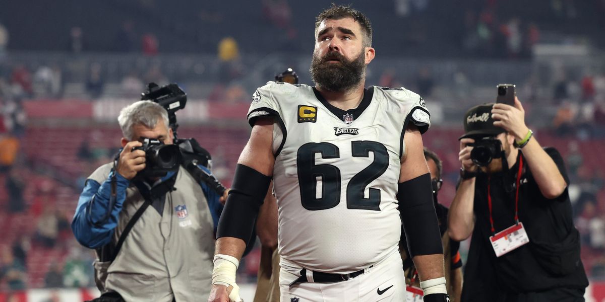 NextImg:Jason Kelce 'told Eagles' teammates he's retiring from NFL in locker room' after emotional wildcard loss