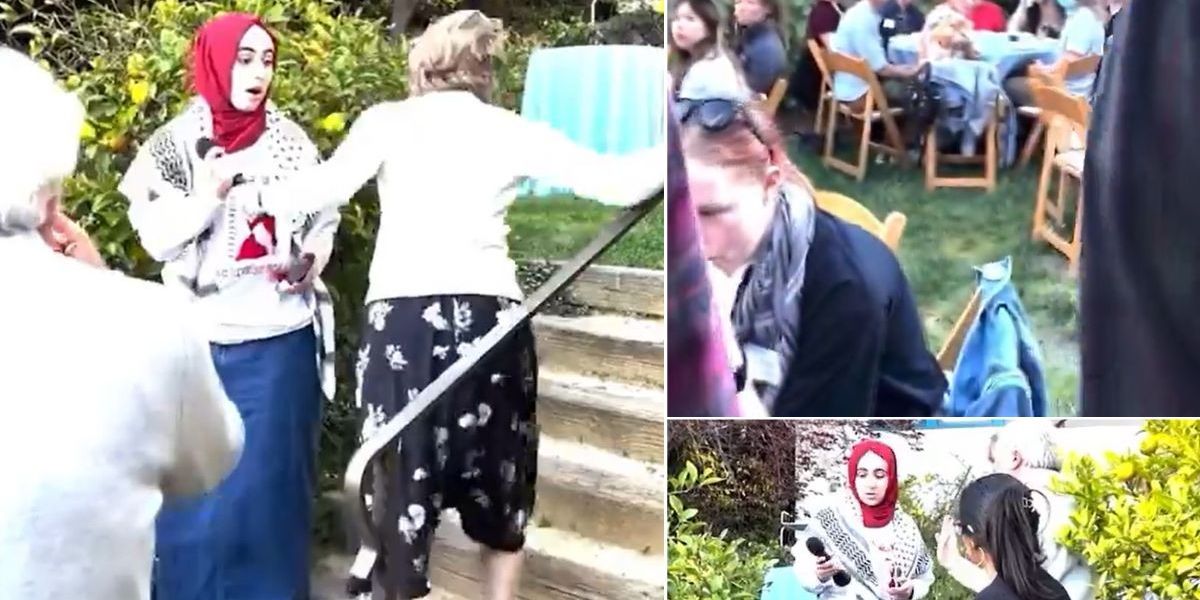 NextImg:Palestine protesters sabotage university dinner in protest at professor who invited them