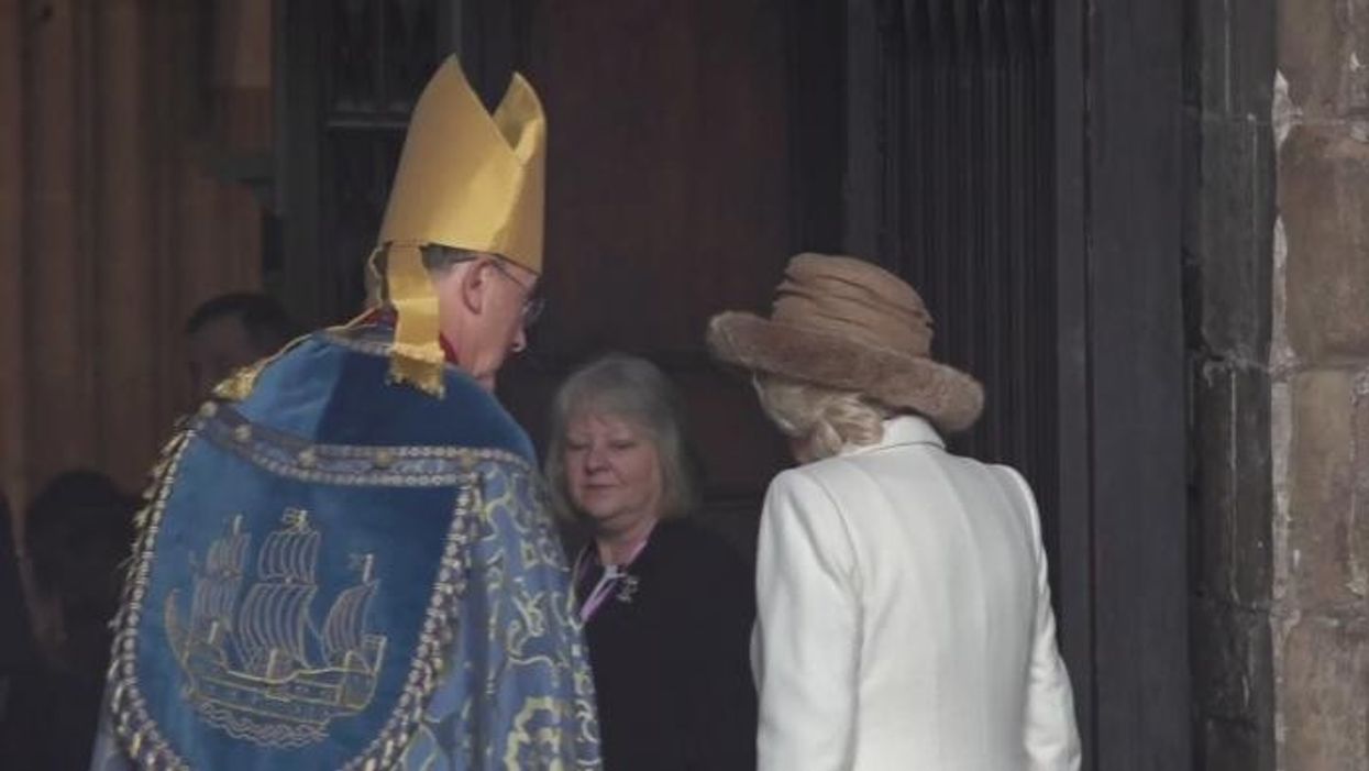 Stoic Queen Camilla pictured alone on Maundy Thursday as husband King Charles battles cancer