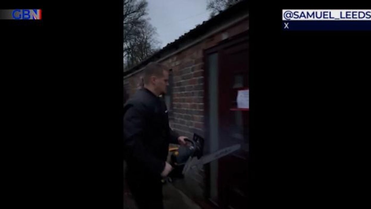 Landlord who took chainsaw to ‘tenant's’ door in shocking footage ADMITS to GB News ‘it was stunt’