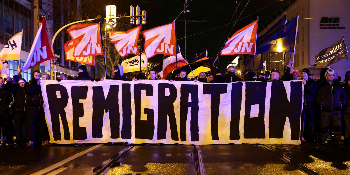 NextImg:German protesters demand mass deportations as hundreds take to streets in aftermath of Christmas market attack which killed five