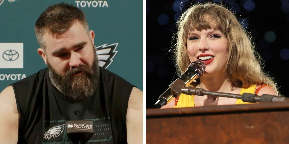 NextImg:Jason Kelce drops subtle nods to Taylor Swift in NFL retirement speech and thanks brother Travis Kelce