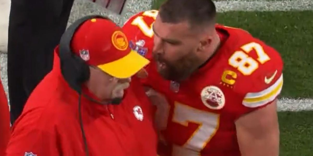 NextImg:Travis Kelce attempts to justify shocking Andy Reid confrontation after winning Super Bowl - 'Fired up'
