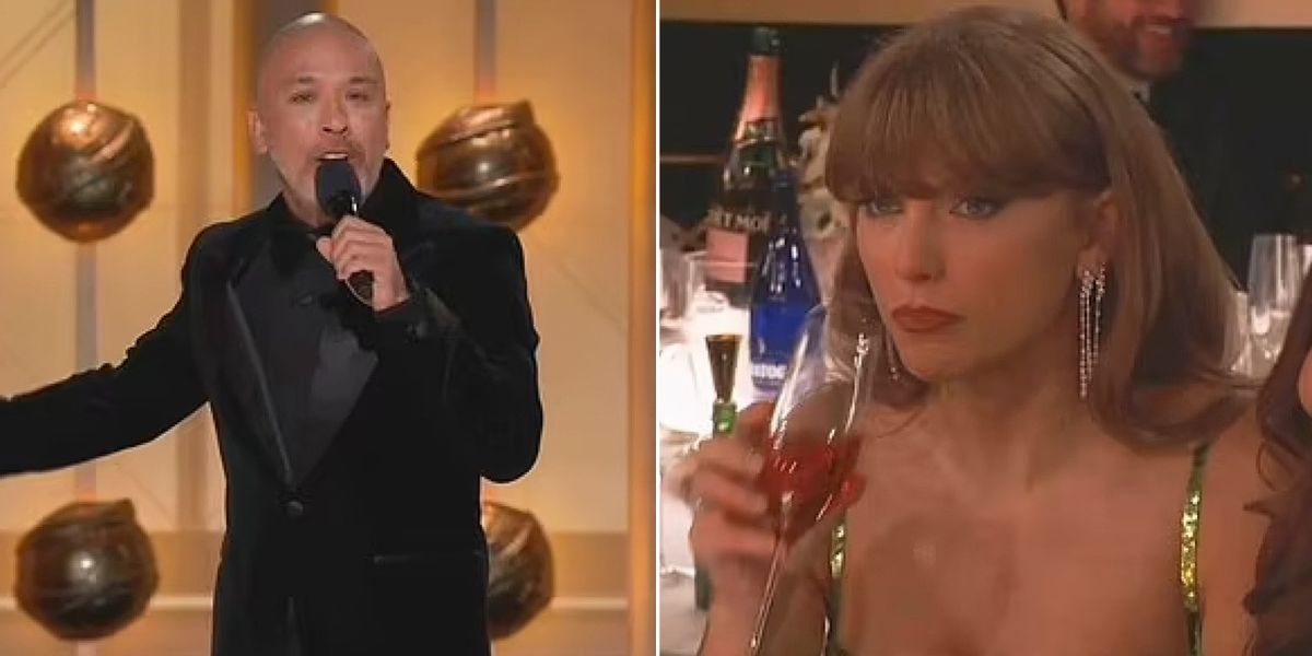 NextImg:Golden Globes 2024: Taylor Swift's icy stare as host pokes fun at singer's relationship with NFL star