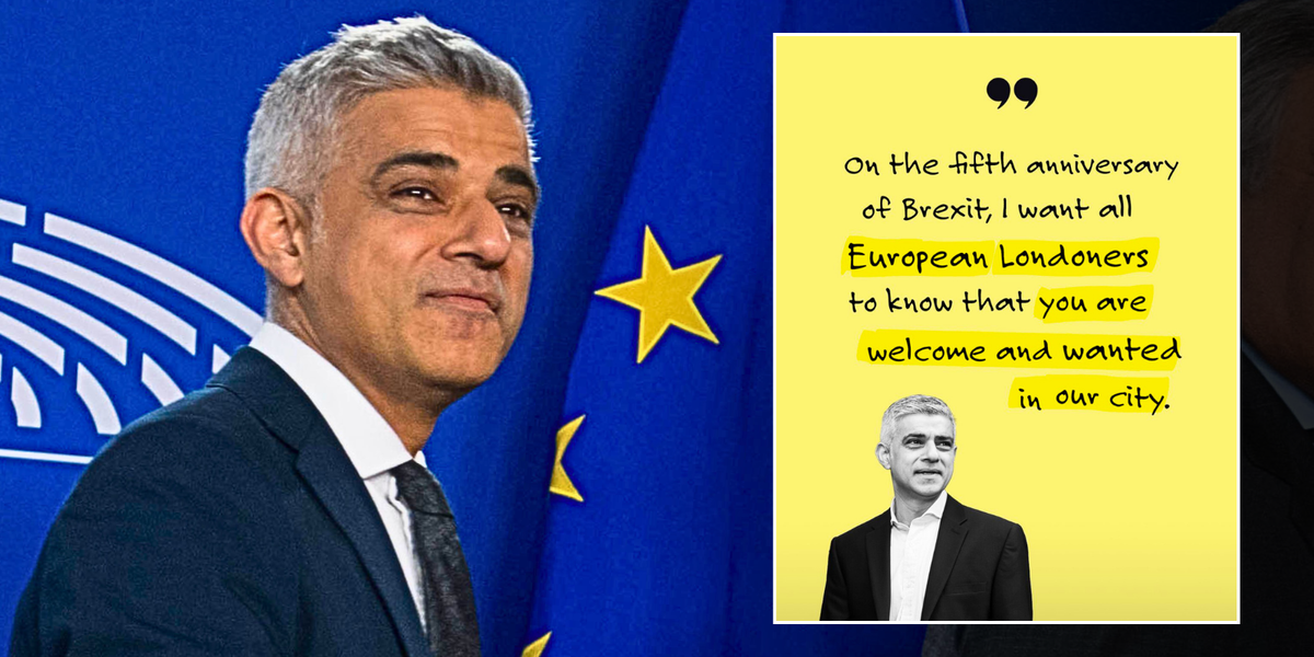 NextImg:Sadiq Khan embarks on anti-Brexit tirade on fifth anniversary of escaping EU - 'London is European!'