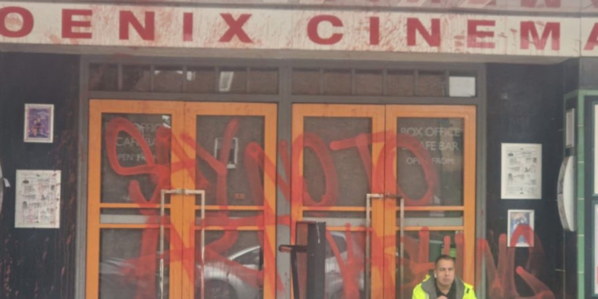 NextImg:Pro-Palestine protesters vandalise London cinema showing documentary on Hamas October 7 attack during Israeli film festival