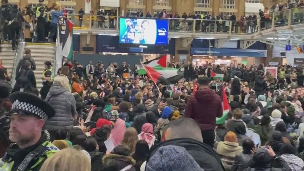 ‘Police more worried about people filming!’ FURY as pro-Palestine protesters lock down London Liverpool Street station