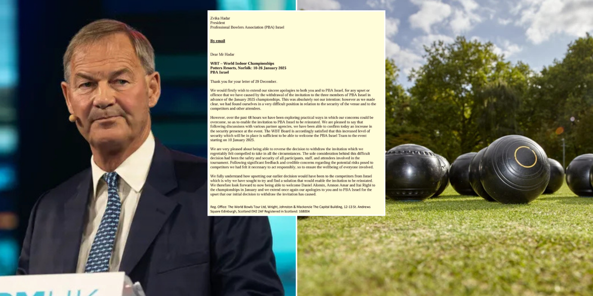 NextImg:'Victory!' World Bowls Tour WILL let Israeli bowlers play as UK championship beefs up security against pro-Palestine 'intimidation'