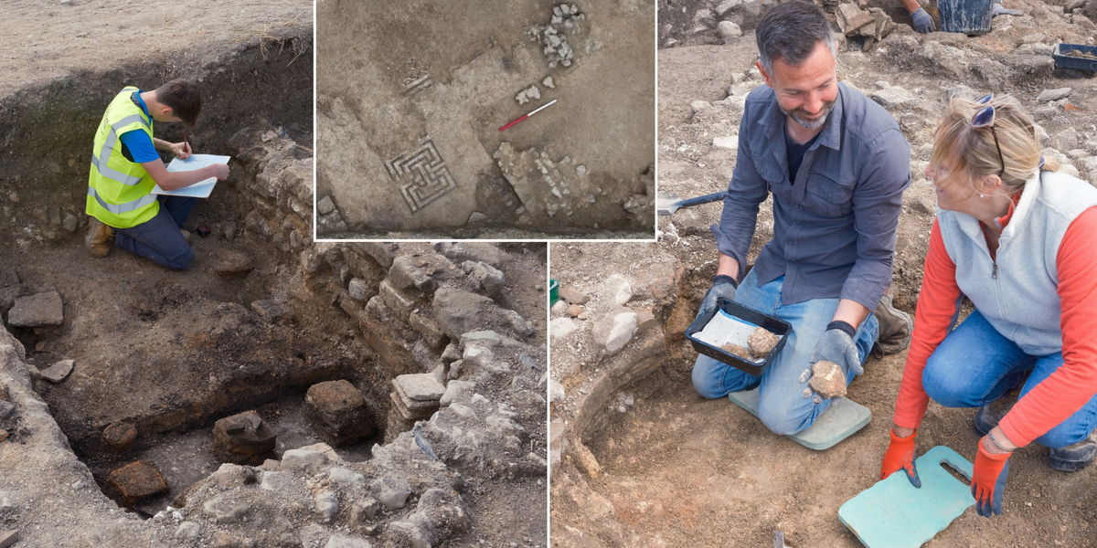 NextImg:Archaeologists discover luxury Roman villa in heart of English countryside as huge excavation reveals bath house and stunning mosaics