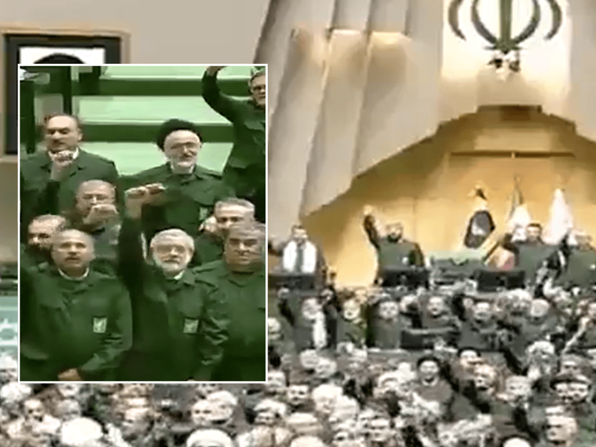 Watch the chilling moment Iranian lawmakers chant 'death to America, death to Israel'