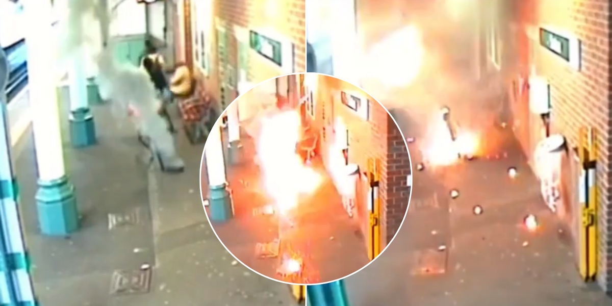 NextImg:London commuters narrowly avoid injury as e-bike EXPLODES on train station platform
