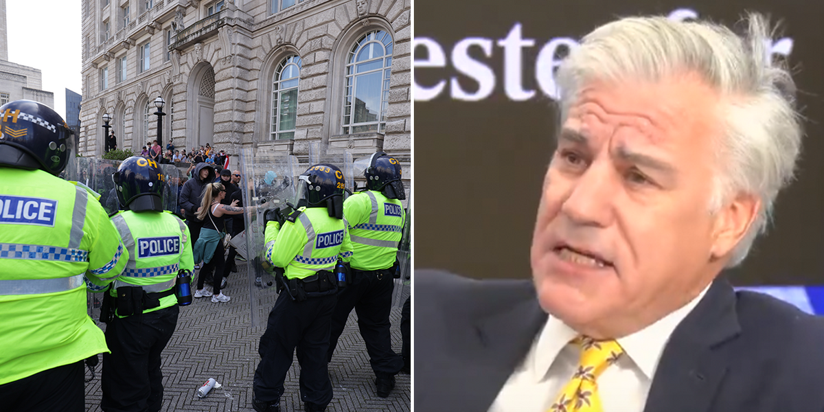 NextImg:Lewis Schaffer erupts into rant over ‘totally offensive’ far-right branding of protesters