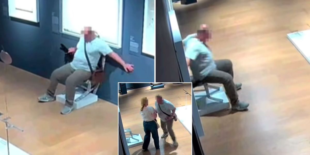 NextImg:Watch the moment 'irresponsible' tourists destroy crystal-studded 'Van Gogh' chair by sitting on it